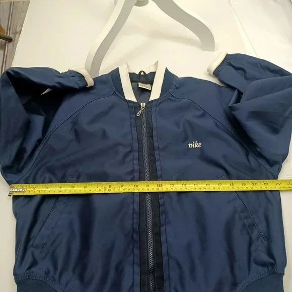 Vintage Nike Nylon Jacket Youth Large 12-14 Blue & White -Zip Up -Logo -90s